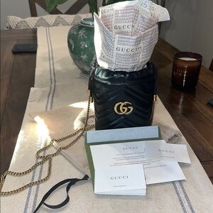 Gucci Black Marmont a bucket bag